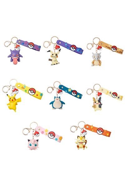 Choice7 8 pcs Pokemon Keychain Pikachu Anime Action Figure Toy Cartoon Fashio...