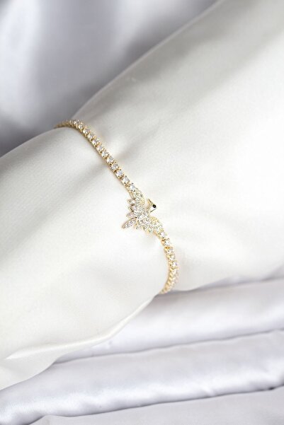 Inure Jewelry سوار نسائي من النحاس الأصفر مرصع بحجر الزركون على شكل طائر العنقاء