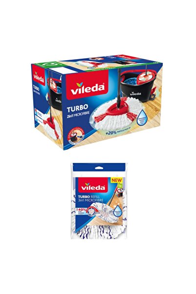 Vileda Turbo 2in1 Temizlik Seti + 2 Paket Mikrofiber 3in1 Yedek Paspas