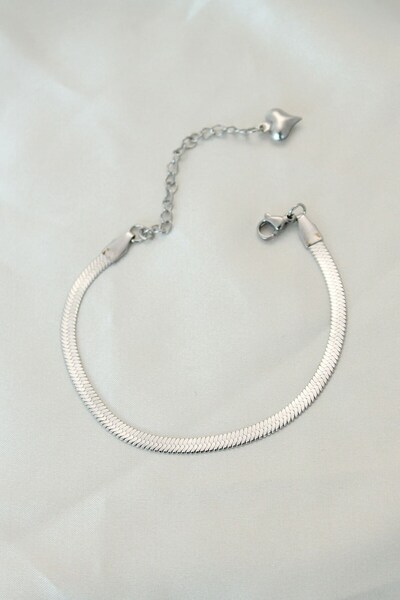 Inure Jewelry سوار سلسلة إيطالي فضي اللون من الفولاذ 316L