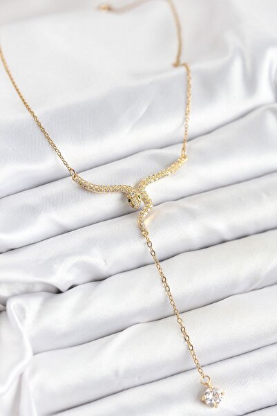 Inure Jewelry 316L Steel Chain Gold Color Snake Model Y Necklace