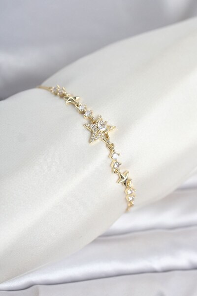 Inure Jewelry سوار نسائي من النحاس الذهبي اللون طراز ستار موديل مع مصعد