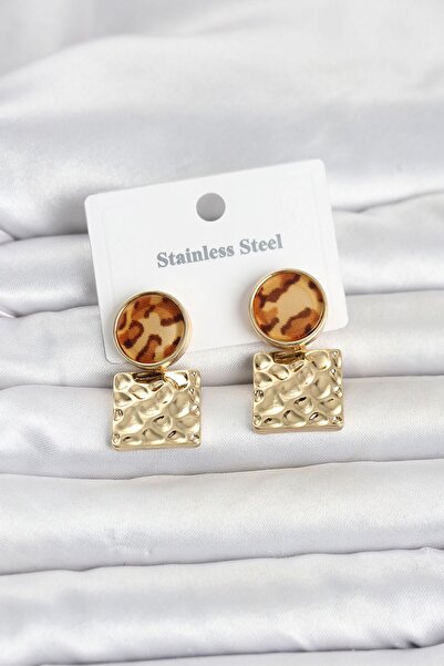Inure Jewelry أقراط نسائية من الفولاذ 316L باللون الذهبي بنمط الفهد