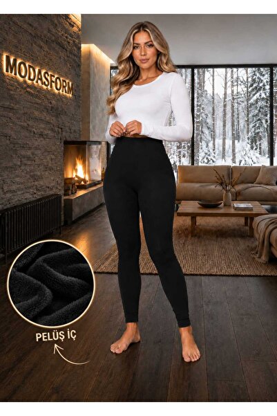 MODASFORM Kadın Peluş Tayt İçi Peluş Likralı Termal İçlik Tayt