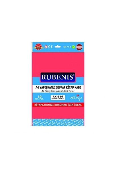Rubenis Kontejner za knjige A4, lepljivi, mat, providni, crveni, 10 lu