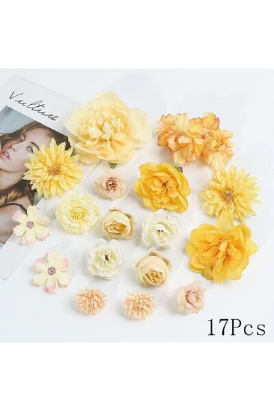 Choice7 HG3602 Yellow Artificial Flowers Heads Silk Fake Flowers for Home Dec...