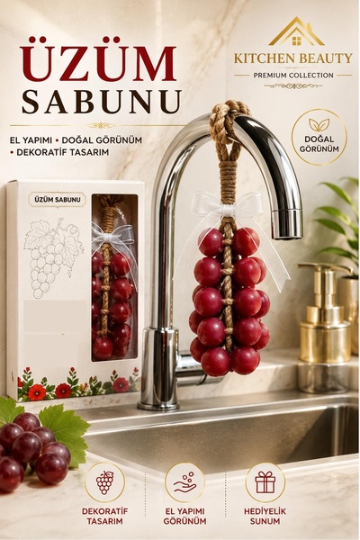 Kitchen Beauty Kırmızı Üzüm Şekilli Kokulu Dekoratif Sabun | Doğal İçerikli K...