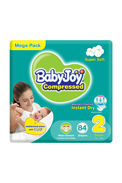 BabyJoy فوطة ماسية مضغوطة، مقاس 2، صغير، 3.5-7 كجم، عبوة ضخمة، 84 حفاضة