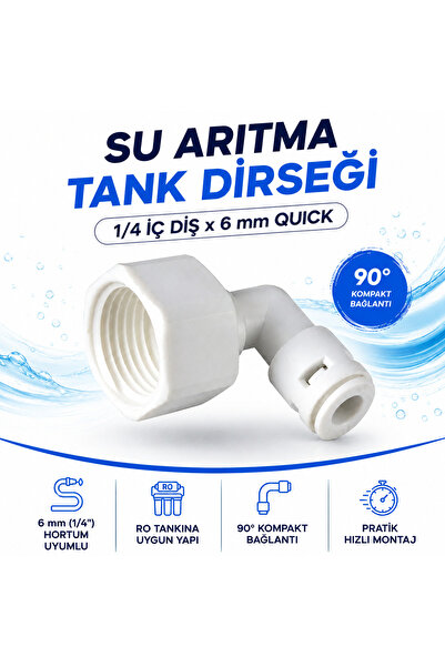 Ortimax Su Arıtma Tank Dirseği İç Diş x 1/4 6 mm Quick Bağlantı Aparatı