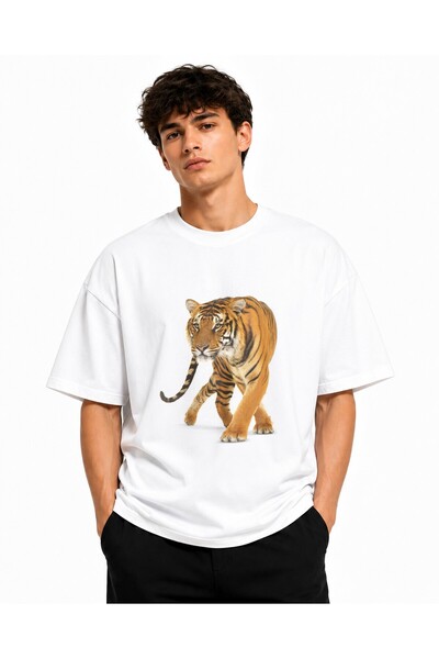 Inscriptie Tricou Unisex Bumbac Premium Casual " Tigru - pisica mare "