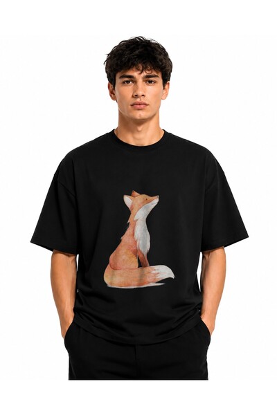 Inscriptie Ουνισέξ Βαμβακερό T-Shirt Υψηλής Ποιότητας με Σχέδιο Αλεπούς