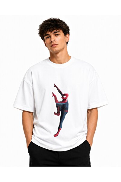 Inscriptie Ουνισέξ Βαμβακερό T-Shirt Υψηλής Ποιότητας  "Σπάιντερμαν στον Τοίχο "