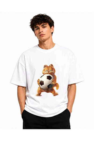 Inscriptie Tricou Unisex Bumbac Premium Casual " Garfield cu mingie "