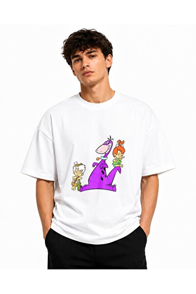 Inscriptie Tricou Unisex Bumbac Premium Casual " Pebbles bam bam and Dino "