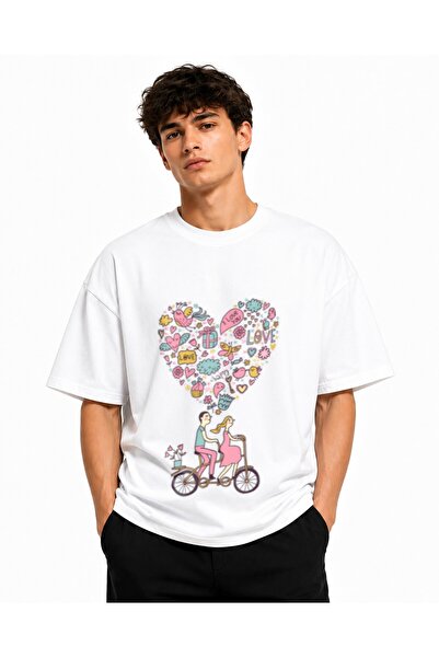 Inscriptie Tricou Unisex Bumbac Premium Casual " Bike love "