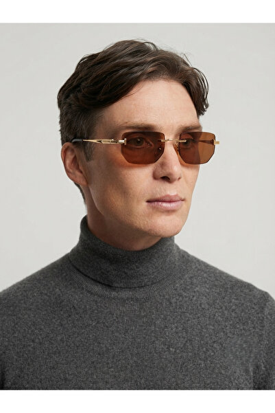 BluePepper Tomsel Brown Sunglasses with T-Detail Frameless Metal Handle Uv400...