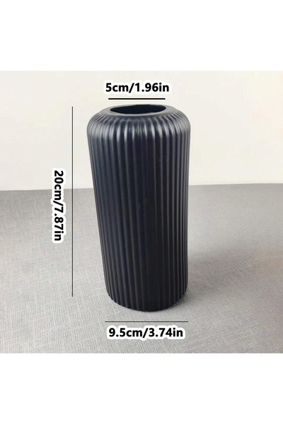Choice black Striped Ceramic-Like Plastic Vase for Flowers, Decorative Floral...