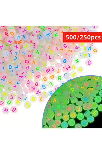 Choice1 7mm-500pcs Luminous letter bead 500/250pcs 4*7 mm Glowing Acrylic Bea...
