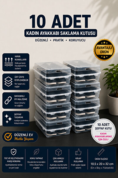 DRİPON TARIMSAL SULAMADA 10 NUMARA 10 قطع صندوق تخزين أحذية نسائية شفاف - مع ...