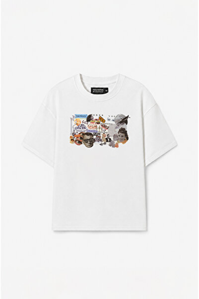 Eazy Co Eazy White Collage Unisex Oversize Printed Short Sleeve T-shirt