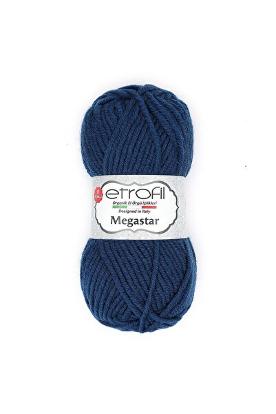 Etrofil خيط حياكة ميجا ستار أزرق داكن 75% أكريليك 25% صوف 100 جرام 110 متر (7...