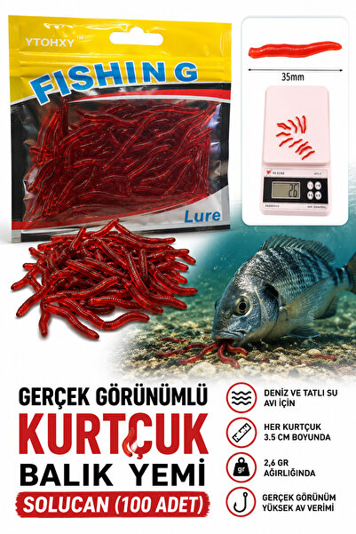 sr sazanrig Yapay Gerçek Görünümlü Kokulu Kurtçuk Balık Yemi Solucan (100 adet)