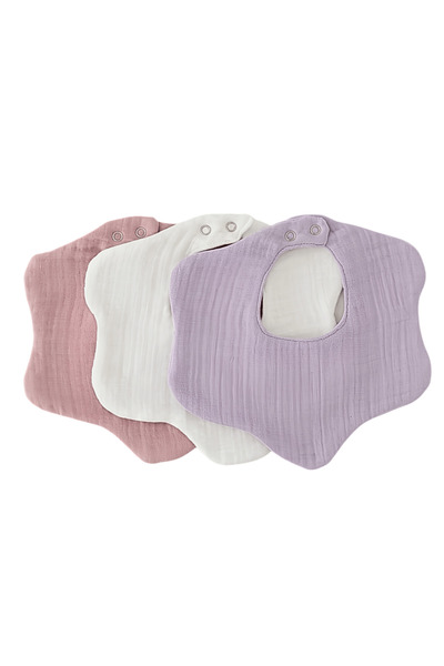 elibaby 3-Piece 100% Organic Cotton 8 Layer Multi Muslin Floral Baby Drool Bi...