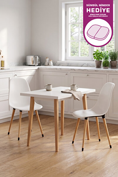 VİLİNZE Eames Sandalye Avanos Ahşap Mdf Mutfak Masası Takımı - 60x90 Cm