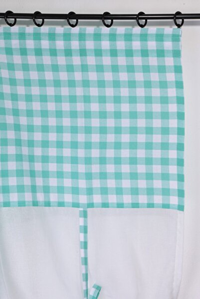 cotton maison Naturel Potlu Ekose Tül Perde Retro