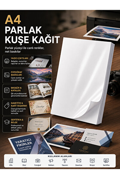 Orbak Kağıt A4 Parlak Kuşe Kağıt 170 gr 100 Adet (1,06 KG)