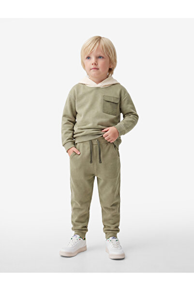 Koton Pantaloni de sport din bumbac verde pentru băieți 6Wmb40025Tk