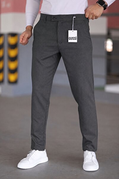 DOPPİO'N DENİM Men's Slim Fit Smoked Lycra Flexible Fabric Trousers