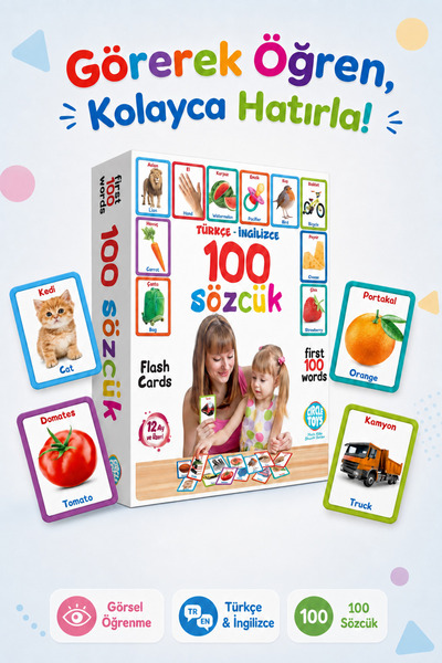 Circle Toys Ilk 100 Sözcük Flash Cards Türkçe - Ingilizce Kelime Kartları