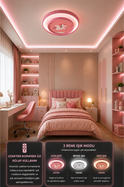 Modavize Unicorn 40'LIK 2 Katlı Modern Tasarım Uzaktan Kumandalı Dimmerli Gec...