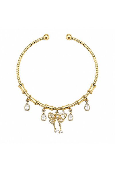 Selay Accessory سوار ذهبي من الفولاذ بتصميم فراشة مرصع بالأحجار - تصميم أنيق ...
