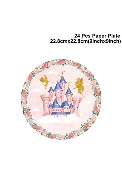 Choice Y0333-04 Princess Pink Castle Theme Birthday Party Disposable Tablewar...