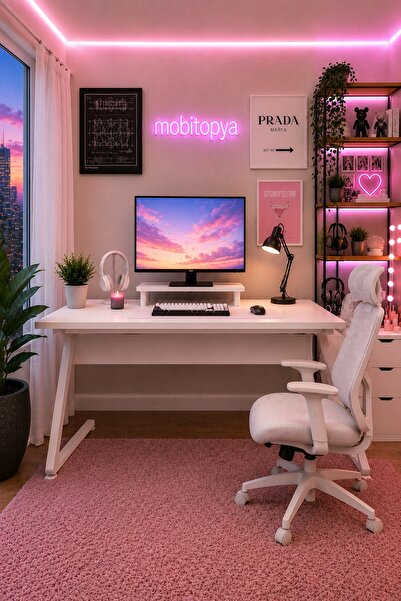 Mobitopya Ofis Masası Beyaz | Çalışma ve Bilgisayar Masası 120x60x76 cm