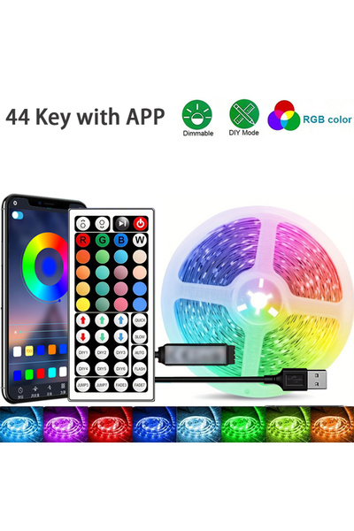Choice شريط إضاءة LED أسود RGB بطول 5 أمتار مع تحكم عبر تطبيق الهاتف (44 مفتا...