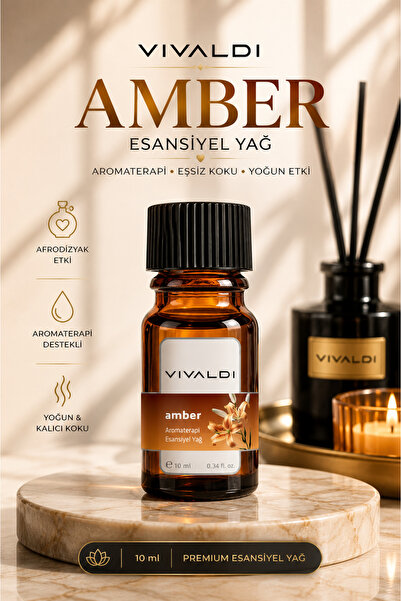 Vivaldi Home Amber Esansiyel Yağ 10 ml,Doğal Uçucu Yağ,Aromaterapi, Buhurdanl...
