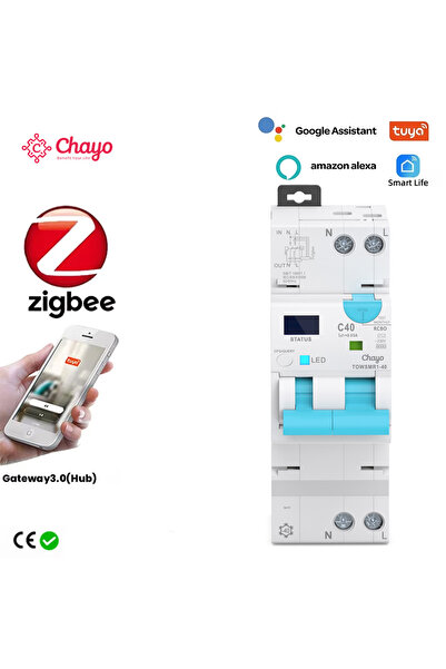 TONGOU قاطع دائرة ذكي قابل للتعديل بتقنية ZigBee RCBO بقدرة 20-40 أمبير، مع خ...