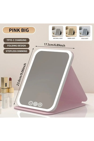 Choice changeable big pink USB Rechargeable 3 Colors LED Makeup Mirror Pocket...