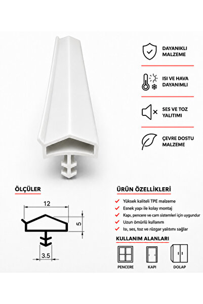 MAKPLASTİK FİTİL PROFİL P 183 Ahşap Kapı Kasa Fitili 100 Metre Beyaz