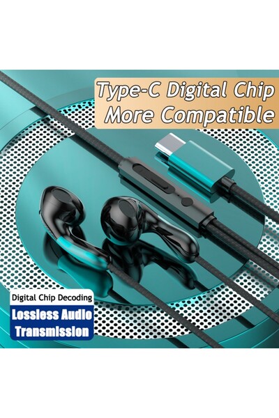 Choice TYPE-C Green Type C Wired Earphone For S24 S23 S22 Ultra USB-C Headpho...