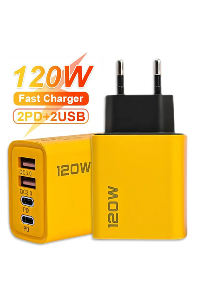 Choice شاحن جداري بأربعة منافذ USB مزدوجة بتقنية الشحن السريع QC3.0 بقدرة 120...