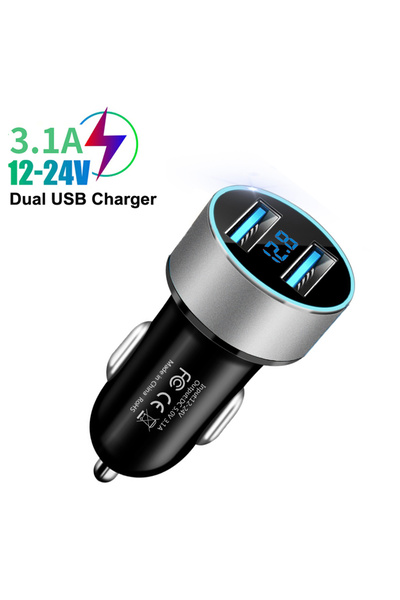 Kebidumei فولتميتر بشاشة LED فضية، شاحن هاتف USB مزدوج 3.1 أمبير، محول طاقة و...