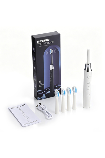 Choice1 WHITE IPX7 Waterproof Sonic Electric Toothbrush 5 Cleaning Modes Deep...