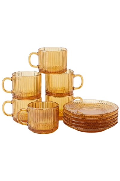 AUROV AV Set 6 Cesti de Cafea cu Farfurie din Sticla Termorezistenta, 120 ml,...