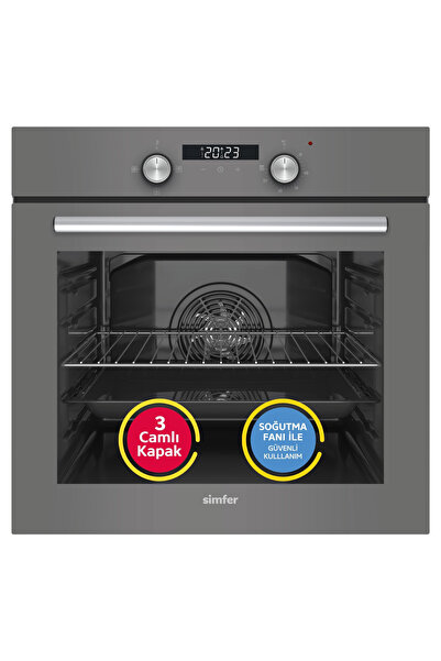 Simfer 8225 0+3 Fonksiyon Dijital Gri, Power Turbo Ankastre Fırın
