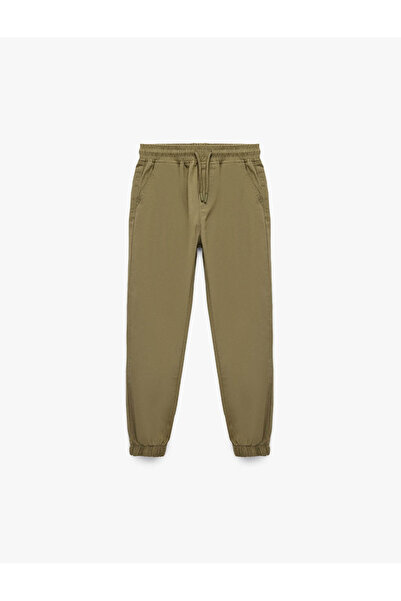 Koton Pantaloni jogger din bumbac cu talie cu șireturi și buzunare