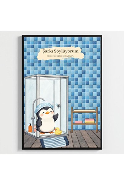 BESAY Boneli Penguen | Eğlenceli Banyo ve Tuvalet Duvar Dekorasyonu | Duşta Ş...